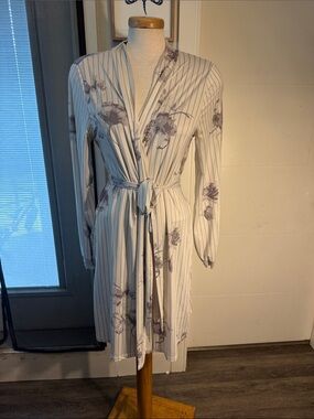 La Senza Striped Floral Tie-Waist Robe